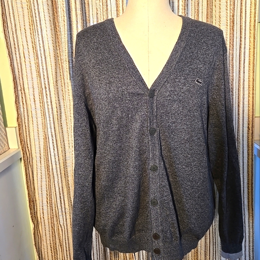 Vintage Lacoste cardigan Men's UNISEX Medium Gray Croc logo